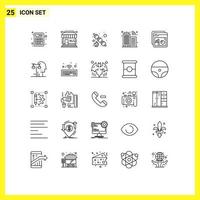 Group of 25 Lines Signs and Symbols for rate analysis marshmallow internet building Editable Vector Design Elements
