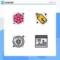 4 Universal Filledline Flat Colors Set for Web and Mobile Applications chamomile gluten plant tag analysis Editable Vector Design Elements