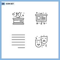 4 Creative Icons Modern Signs and Symbols of communication left receiver easel mask Editable Vector Design Elements