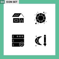 Modern Set of 4 Solid Glyphs and symbols such as building favorite home salvation art Editable Vector Design Elements