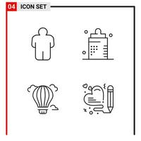 4 General Icons for website design print and mobile apps 4 Outline Symbols Signs Isolated on White Background 4 Icon Pack Creative Black Icon vector background