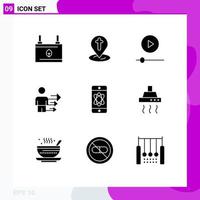 9 Creative Icons Modern Signs and Symbols of atom leadership pin business technology Editable Vector Design Elements