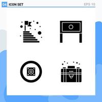 Modern 4 solid style icons Glyph Symbols for general use Creative Solid Icon Sign Isolated on White Background 4 Icons Pack Creative Black Icon vector background