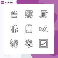 Universal Icon Symbols Group of 9 Modern Outlines of transport hardware add diy interaction Editable Vector Design Elements