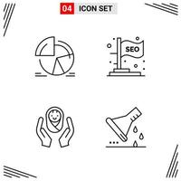 4 Icons Line Style Grid Based Creative Outline Symbols for Website Design Simple Line Icon Signs Isolated on White Background 4 Icon Set Creative Black Icon vector background