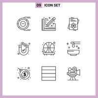 Universal Icon Symbols Group of 9 Modern Outlines of backboard money sketch investment spring Editable Vector Design Elements