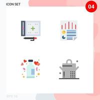 Pictogram Set of 4 Simple Flat Icons of coding user drawing document lifestyle Editable Vector Design Elements