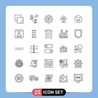 Pictogram Set of 25 Simple Lines of person human process happy emoji Editable Vector Design Elements