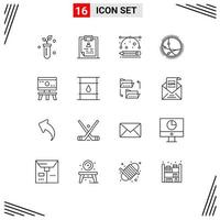 Group of 16 Modern Outlines Set for network connection patient communication drawing tools Editable Vector Design Elements