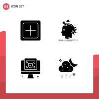 4 Thematic Vector Solid Glyphs and Editable Symbols of add process new imaginative online Editable Vector Design Elements