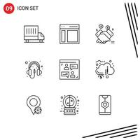 9 Universal Outlines Set for Web and Mobile Applications web hardware hand computer selling Editable Vector Design Elements