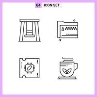 4 Icons in Line Style Outline Symbols on White Background Creative Vector Signs for Web mobile and Print Creative Black Icon vector background