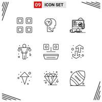 9 Icons Line Style Grid Based Creative Outline Symbols for Website Design Simple Line Icon Signs Isolated on White Background 9 Icon Set Creative Black Icon vector background