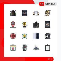 Universal Icon Symbols Group of 16 Modern Flat Color Filled Lines of location facial logistic cucumber entertainment Editable Creative Vector Design Elements