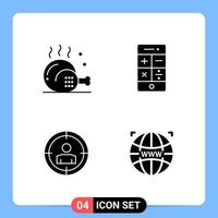 4 Solid Black Icon Pack Glyph Symbols for Mobile Apps isolated on white background 4 Icons Set Creative Black Icon vector background