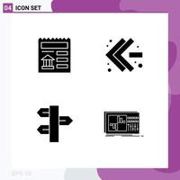 4 User Interface Solid Glyph Pack of modern Signs and Symbols of basic panel bank left winter Editable Vector Design Elements