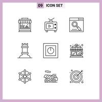 9 Universal Outline Signs Symbols of products devices media rock chess Editable Vector Design Elements