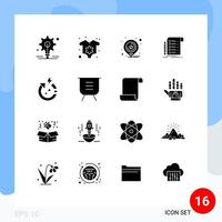 16 Universal Solid Glyph Signs Symbols of save arrow marketing checklist invoice Editable Vector Design Elements