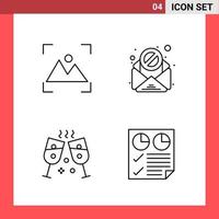 4 Icon Pack Line Style Outline Symbols on White Background Simple Signs for general designing Creative Black Icon vector background