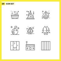 User Interface Pack of 9 Basic Outlines of caution space label moon discount Editable Vector Design Elements