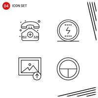 Collection of 4 Vector Icons in Line style Pixle Perfect Outline Symbols for Web and Mobile Line Icon Signs on White Background 4 Icons Creative Black Icon vector background