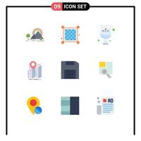 Universal Icon Symbols Group of 9 Modern Flat Colors of computers navigation bathroom map gps Editable Vector Design Elements