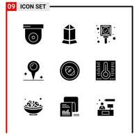 9 General Icons for website design print and mobile apps 9 Glyph Symbols Signs Isolated on White Background 9 Icon Pack Creative Black Icon vector background