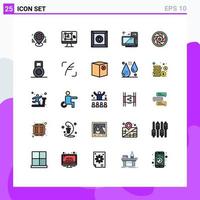 Universal Icon Symbols Group of 25 Modern Filled line Flat Colors of aperture hardware enhance desktop product Editable Vector Design Elements