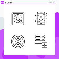 Set of 4 icons in Line style Creative Outline Symbols for Website Design and Mobile Apps Simple Line Icon Sign Isolated on White Background 4 Icons Creative Black Icon vector background