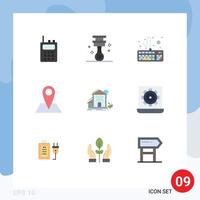 Stock Vector Icon Pack of 9 Line Signs and Symbols for building house hardware home map Editable Vector Design Elements