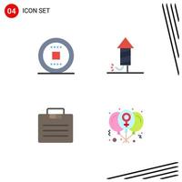 Set of 4 Modern UI Icons Symbols Signs for control business track fireworks suitcase Editable Vector Design Elements