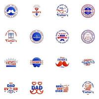 Happy fathers day 16 Blue and red vintage retro type font Illustrator eps10 Editable Vector Design Elements