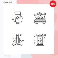 Pack of 4 Modern Filledline Flat Colors Signs and Symbols for Web Print Media such as lotus startup couple romance clipboard Editable Vector Design Elements
