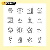 16 Creative Icons for Modern website design and responsive mobile apps 16 Outline Symbols Signs on White Background 16 Icon Pack Creative Black Icon vector background