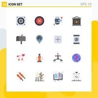 Pictogram Set of 16 Simple Flat Colors of country postbox hdmi post thanksgiving Editable Pack of Creative Vector Design Elements