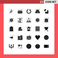 Group of 25 Modern Solid Glyphs Set for fix solution jewel science jigsaw Editable Vector Design Elements