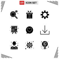 9 Icons Solid Style Grid Based Creative Glyph Symbols for Website Design Simple Solid Icon Signs Isolated on White Background 9 Icon Set Creative Black Icon vector background