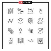 conjunto de 16 iconos de estilo de línea para web y símbolos de esquema móvil para signos de icono de línea de impresión aislados en fondo blanco 16 conjunto de iconos fondo de vector de icono negro creativo