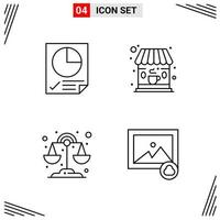 4 Icons Line Style Grid Based Creative Outline Symbols for Website Design Simple Line Icon Signs Isolated on White Background 4 Icon Set Creative Black Icon vector background