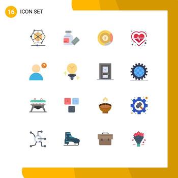 16 concepto de color plano para sitios web móviles y aplicaciones bulbo persentage anónimo comprobar corazón paquete editable de elementos de diseño de vectores creativos