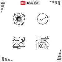 4 Creative Icons Modern Signs and Symbols of atom flag chat social images Editable Vector Design Elements