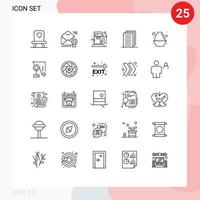paquete de 25 líneas modernas, signos y símbolos para medios de impresión web, como elementos de diseño de vectores editables de archivos de pascua de gas de huevo de experimentación
