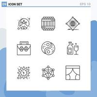 9 Thematic Vector Outlines and Editable Symbols of material box prison bag of Editable Vector Design Elements