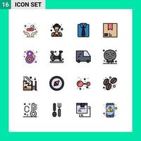 Universal Icon Symbols Group of 16 Modern Flat Color Filled Lines of shipment package clothes commerce deliver Editable Creative Vector Design Elements