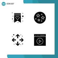 4 Creative Icons Modern Signs and Symbols of favorite audio play science enlarge touch play Editable Vector Design Elements