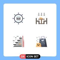 4 Universal Flat Icons Set for Web and Mobile Applications engine steps optimization living stage Editable Vector Design Elements