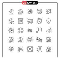 conjunto de 25 iconos de estilo de línea para web y símbolos de esquema móvil para signos de icono de línea de impresión aislados en fondo blanco conjunto de 25 iconos fondo de vector de icono negro creativo