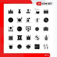 Creative Set of 25 Universal Glyph Icons isolated on White Background Creative Black Icon vector background