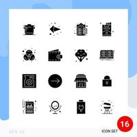 16 Thematic Vector Solid Glyphs and Editable Symbols of colors smoking calculate cigarette payable Editable Vector Design Elements