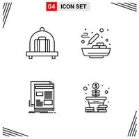 4 Icons Line Style Grid Based Creative Outline Symbols for Website Design Simple Line Icon Signs Isolated on White Background 4 Icon Set Creative Black Icon vector background